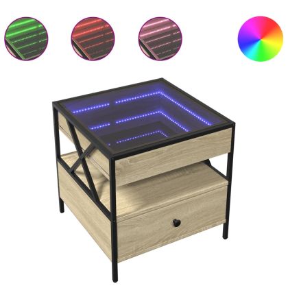 Маса за кафе с Infinity LED, сонома дъб, 50x50x51 см