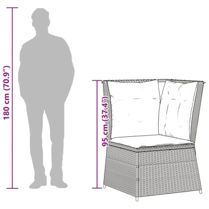 Градински ъглов диван с възглавници черен полиратан