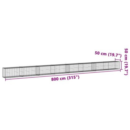 Габионна кошница с покритие, 800x50x50 см, поцинковано желязо