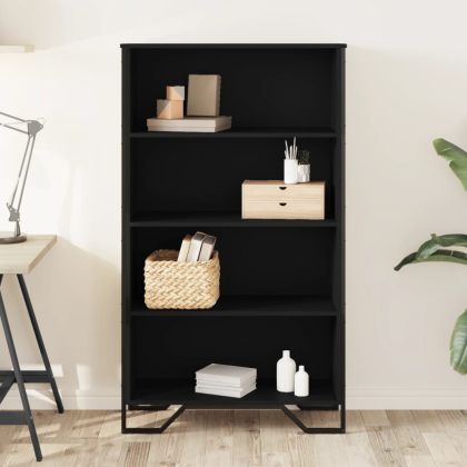 Библиотека черна 80x31x137,5 см инженерно дърво