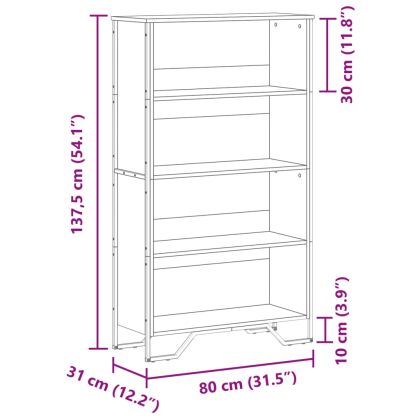 Библиотека черна 80x31x137,5 см инженерно дърво