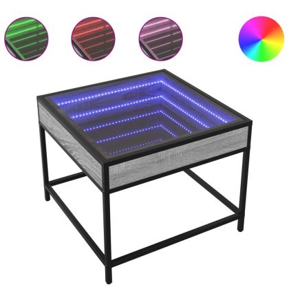 Маса за кафе с Infinity LED, сив сонома, 50x50x41 см