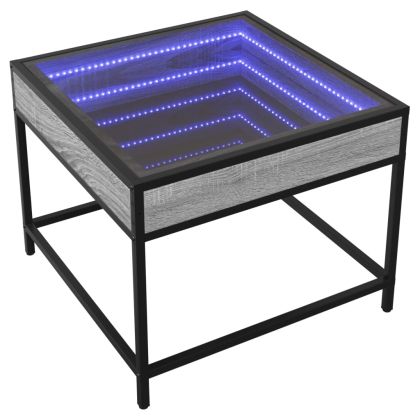 Маса за кафе с Infinity LED, сив сонома, 50x50x41 см