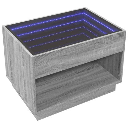 Маса за кафе с Infinity LED, сив сонома, 70x50x50 см