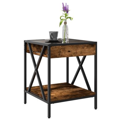 Маса за кафе с Infinity LED, опушен дъб, 40x40x49 см