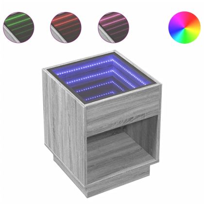 Маса за кафе с Infinity LED, сив сонома, 40x40x50 см