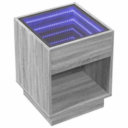 Маса за кафе с Infinity LED, сив сонома, 40x40x50 см