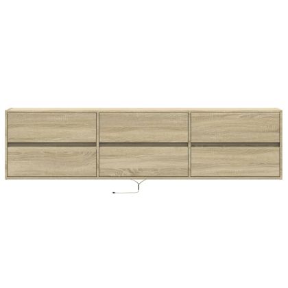 Стенен ТВ шкаф с LED, дъб сонома, 180x31x45 см