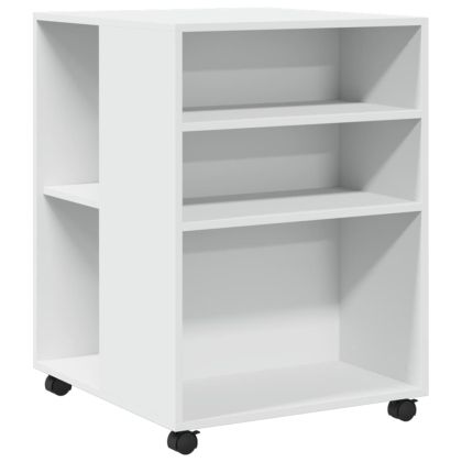 Помощна маса с колелца бяла 55x60x78 см инженерно дърво