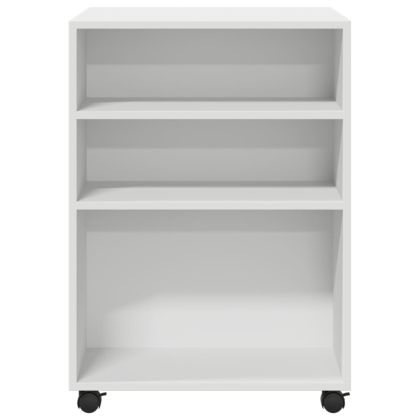 Помощна маса с колелца бяла 55x60x78 см инженерно дърво
