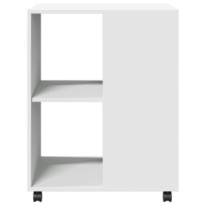 Помощна маса с колелца бяла 55x60x78 см инженерно дърво