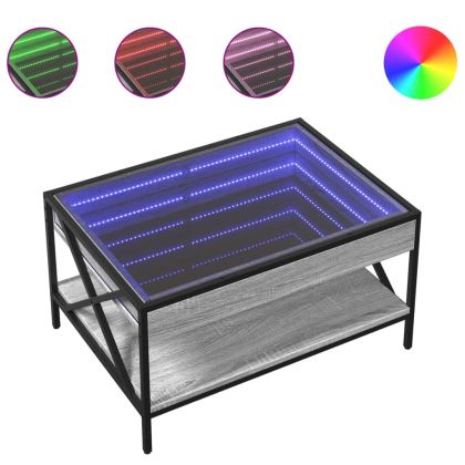 Маса за кафе с Infinity LED, сив сонома, 70x50x38 см