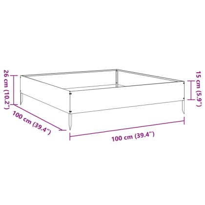 Градинско повдигнато легло, черно, 100x100x26 см, стомана