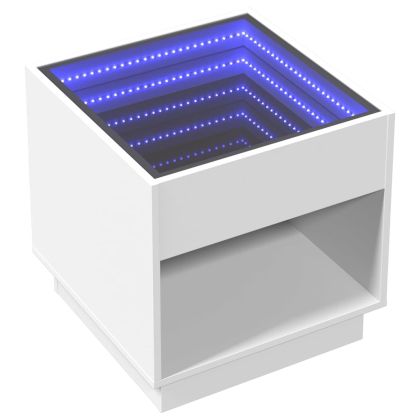 Нощна масичка с Infinity LED бяла 50x50x50 см