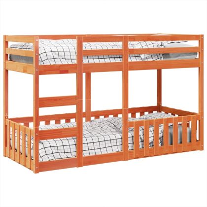 Двуетажно легло, восъчнокафяво, 75x190 см, борово дърво масив