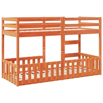 Двуетажно легло, восъчнокафяво, 75x190 см, борово дърво масив