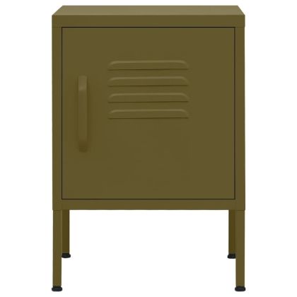 Нощни шкафчета, 2 бр, маслиненозелено, 35х35х51 см, стомана