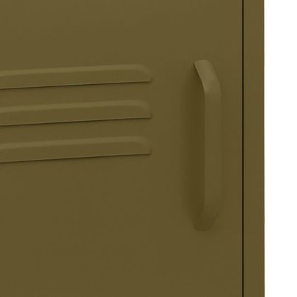 Нощно шкафче, маслиненозелено, 35х35х51 см, стомана