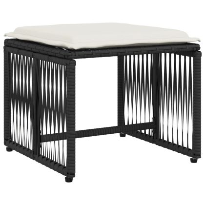 Градински трапезен комплект 7 части възглавници черен полиратан