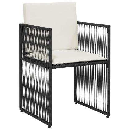 Градински трапезен комплект 7 части възглавници черен полиратан