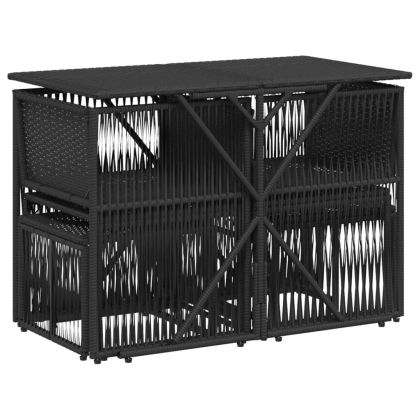 Градински трапезен комплект 7 части възглавници черен полиратан