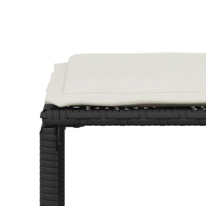 Градински трапезен комплект 7 части възглавници черен полиратан