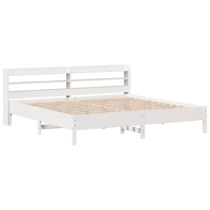 Рамка за легло без матрак, бял, 180x200 см, бор масив