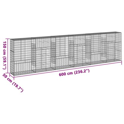 Габионна кошница с покритие, 600x50x150 см, поцинковано желязо