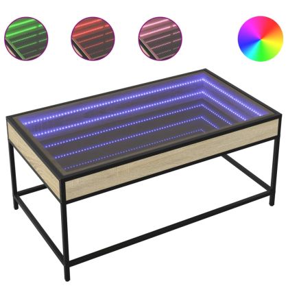 Маса за кафе с Infinity LED, сонома дъб, 90x50x41 см