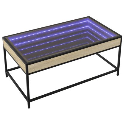 Маса за кафе с Infinity LED, сонома дъб, 90x50x41 см