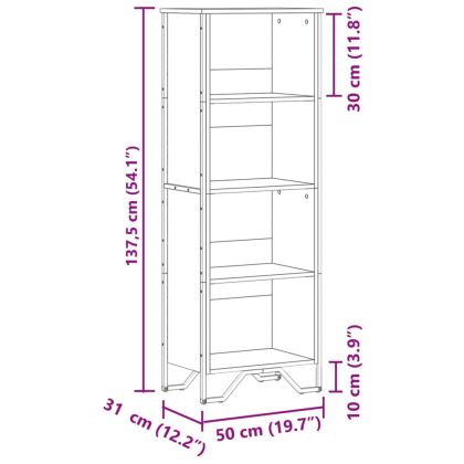 Библиотека черна 50x31x137,5 см инженерно дърво