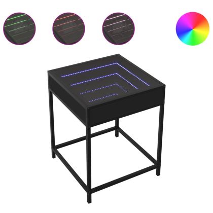 Нощна масичка с Infinity LED черна 40x40x51 см
