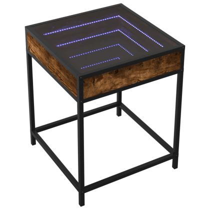 Маса за кафе с Infinity LED, опушен дъб, 40x40x51 см