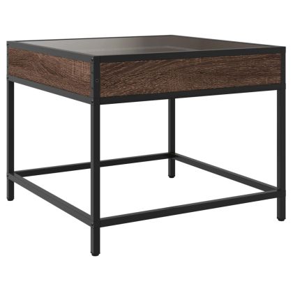 Маса за кафе с Infinity LED, кафяв дъб, 50x50x41 см