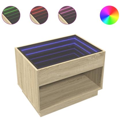 Маса за кафе с Infinity LED, сонома дъб, 70x50x50 см