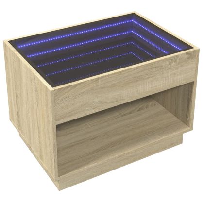 Маса за кафе с Infinity LED, сонома дъб, 70x50x50 см