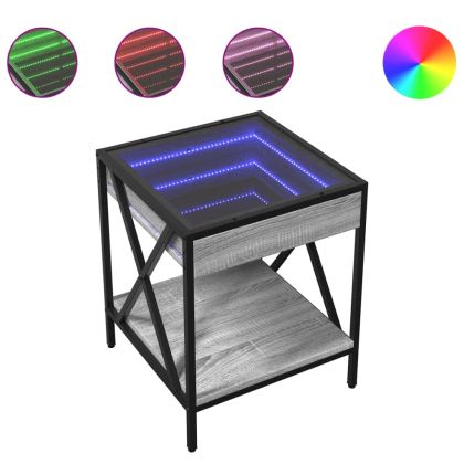 Маса за кафе с Infinity LED, сив сонома, 40x40x49 см