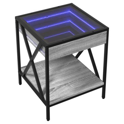 Маса за кафе с Infinity LED, сив сонома, 40x40x49 см