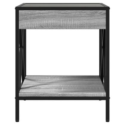 Маса за кафе с Infinity LED, сив сонома, 40x40x49 см