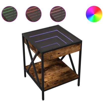 Нощна масичка с Infinity LED, опушен дъб, 40x40x49 см
