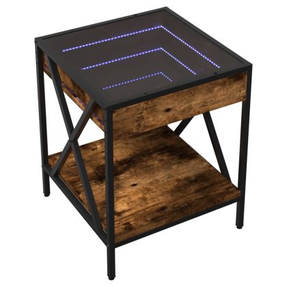 Нощна масичка с Infinity LED, опушен дъб, 40x40x49 см