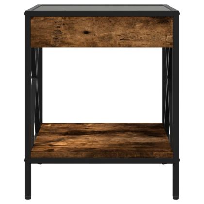 Нощна масичка с Infinity LED, опушен дъб, 40x40x49 см