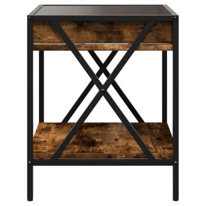 Нощна масичка с Infinity LED, опушен дъб, 40x40x49 см