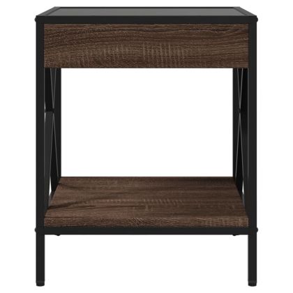 Нощна масичка с Infinity LED, кафяв дъб, 40x40x49 см