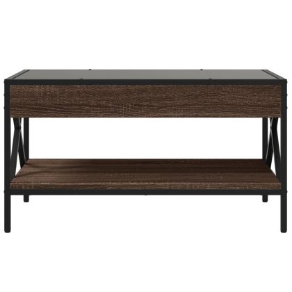 Маса за кафе с Infinity LED, кафяв дъб, 70x50x38 см