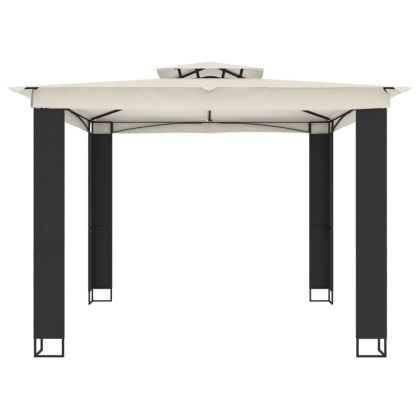 Беседка с двоен покрив, кремава, 2,94x2,94 м, стомана