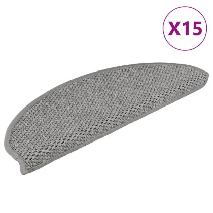 Самозалепващи стелки за стълби сизал 15 бр 65x21x4 см сребрист