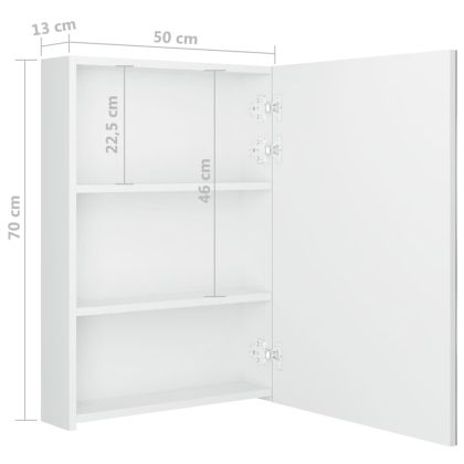 LED шкаф с огледало за баня, сияйно бяло, 50x13x70 см