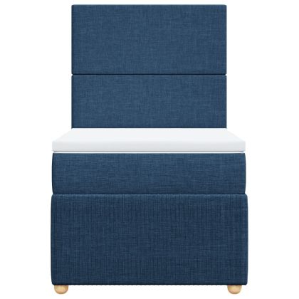 Боксспринг легло с матрак, синя, 90x200 см, плат