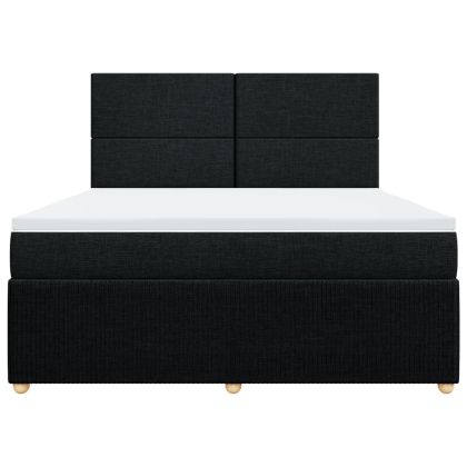 Боксспринг легло с матрак, черно, 180x200 см, плат